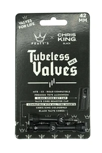Bezdušový ventilek PEATY'S  X chris king (mk2) black tubeless valves 42mm (ptv2-42-blk-12)