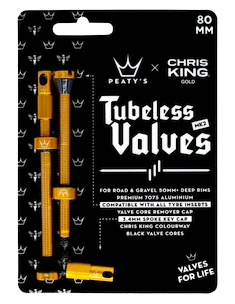 Bezdušový ventilek PEATY'S  X chris king (mk2) gold tubeless valves - 80mm (ptv2-80-gld-12)