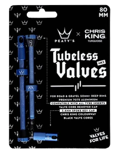 Bezdušový ventilek PEATY'S  X chris king (mk2) turquoise tubeless valves - 80mm (ptv2-80-trq-12)