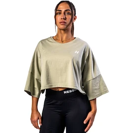 Dámske tričko Nebbia STRONG BEAUTY Oversized Cropped Tee JUST FLOW 431 light green