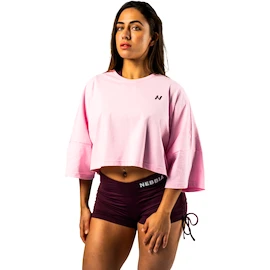 Dámske tričko Nebbia STRONG BEAUTY Oversized Cropped Tee JUST FLOW 431 pink