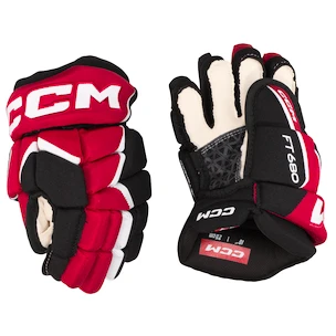Hokejové rukavice CCM JetSpeed FT680 Black/Red/White Junior 12 palcov