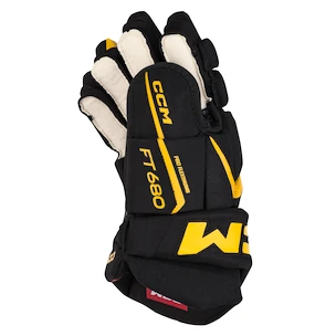 Hokejové rukavice CCM JetSpeed FT680 Black/Sunflower Junior 12 palcov