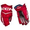 Hokejové rukavice CCM JetSpeed FT880 Red/White Senior 14 palcov