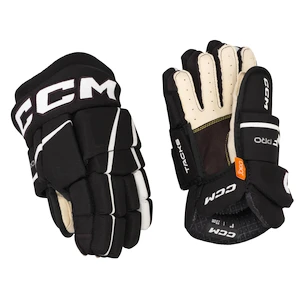 Hokejové rukavice CCM Tacks XF PRO Black/White Žiak (youth) 9 palcov