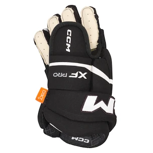 Hokejové rukavice CCM Tacks XF PRO Black/White Žiak (youth) 9 palcov
