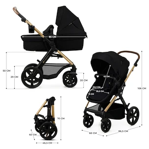 Kočík Kinderkraft Moov 2 3in1 Pure Black Eva Wheels