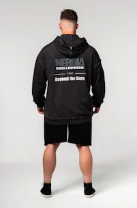 Pánska mikina Nebbia  Washed-off Zip Up Hoodie GYM BRO Black M