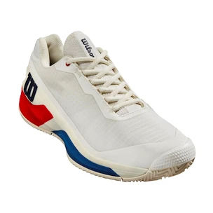 Pánska tenisová obuv Wilson Rush Pro 4.0 Clay Snow White/Wilson Red  EUR 47 1/3