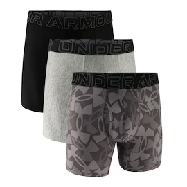 Pánske boxerky Under Armour Perf Tech Print 6in 3Pack Castlerock Heather