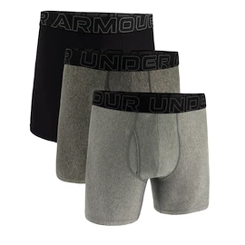 Pánske boxerky Under Armour Perf Tech Solid 6in 3Pack Steel Heather