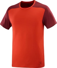 Pánske tričko Salomon Essential Colorblock Fiery Red