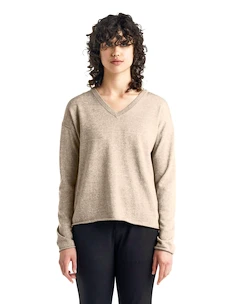 Sveter Icebreaker  Flaxen LS V Sweater Beige S