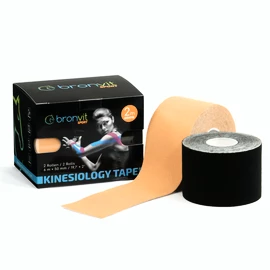 Tejpovacia páska BronVit Sport kinesiology tape balení 2 x 6m – classic – černá + béžová