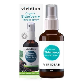 Viridian BIO Elderberry Throat spray Organic (Sprej pri bolesti v krku a kašli Bio) 50 ml