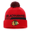 Zimná čiapka Fanatics Authentic Pro Locker Room Cuffed Pom Knit NHL Chicago Blackhawks