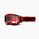 Zjazdové okuliare 100% Racecraft 2 Goggle Red - číre sklá